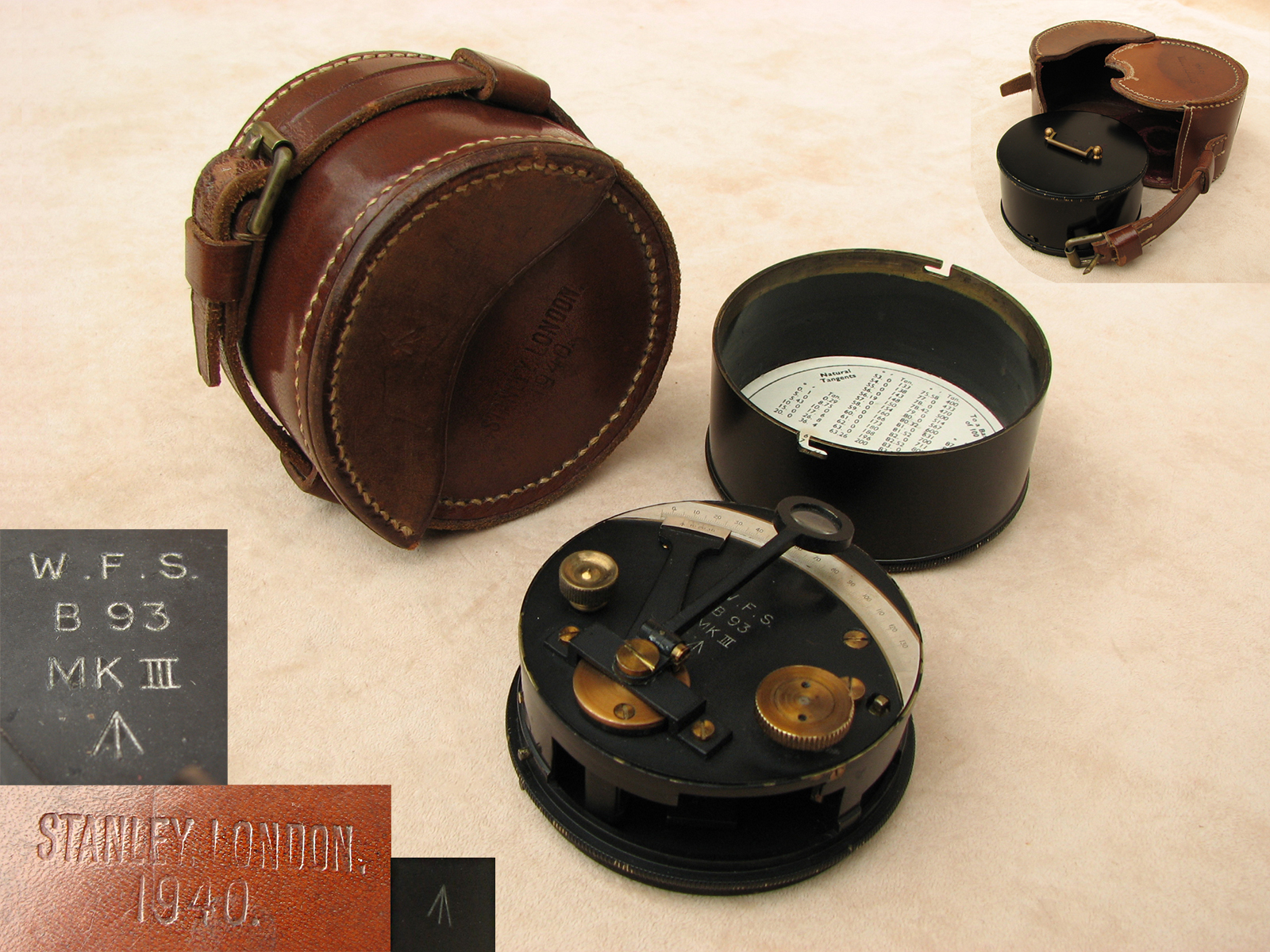 Genuine Stanley London WW2 MK III pocket sextant in case
